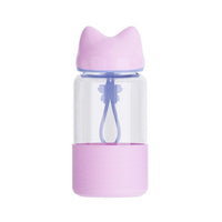 300ml Glass Water Bottle Fox-shape Silicone Drinking Water For Bottle Child Animal Tumbler Bottles Coffee Keep Tea